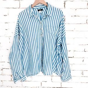 BDG Stripped Oversize Button Down - L